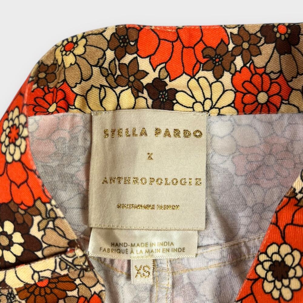 Anthropologie x Stella Pardo Retro Floral Flare Leg Pants Size XS - Picture 4 of 8